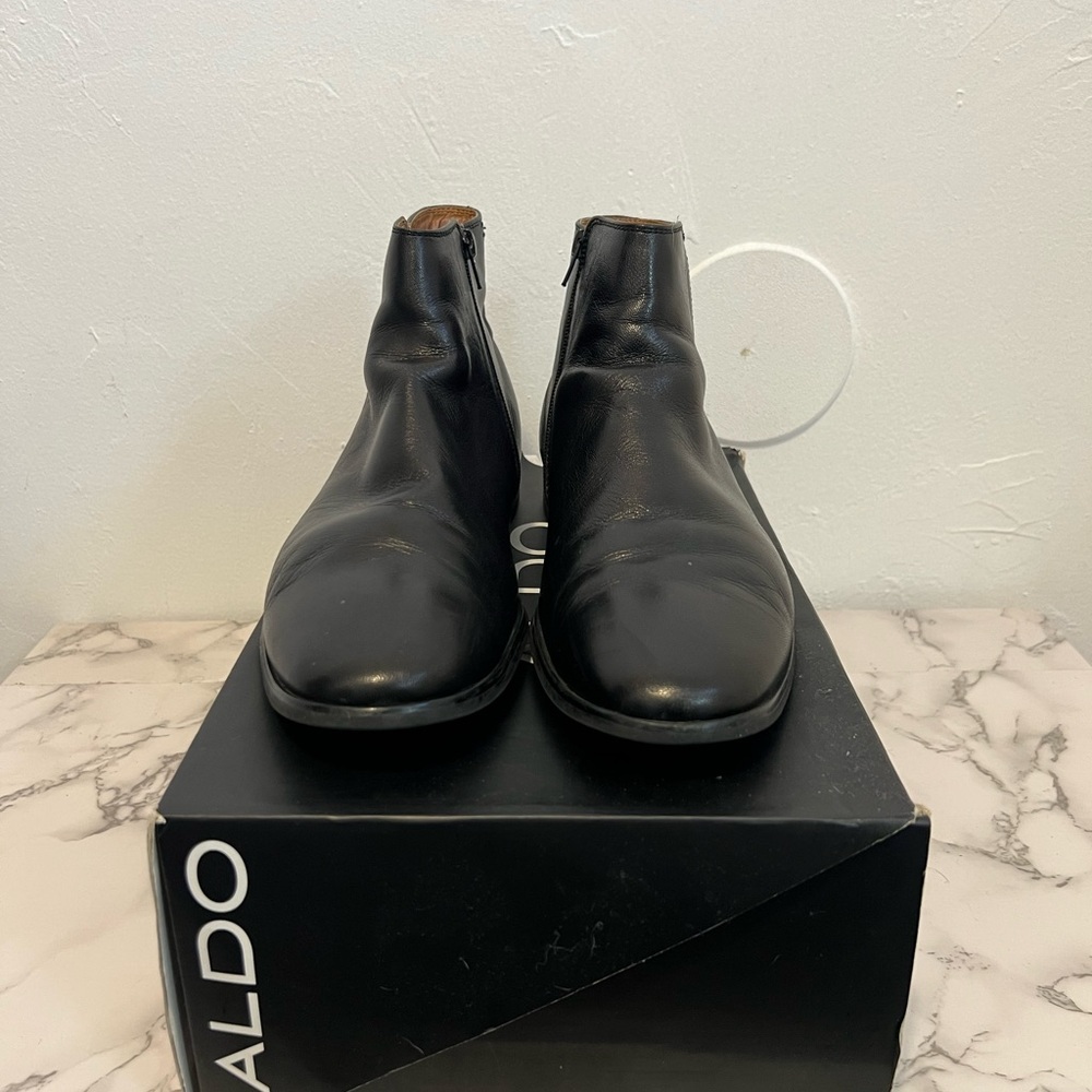 Black Faux Leather Boots (Aldo)